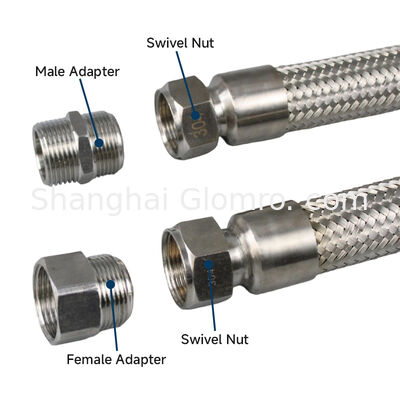 DN32 304 Stainless Steel Corrugated Tube Hose Steel Wire Braid Tube Metal Industrial High Temperature Explosion-Proof