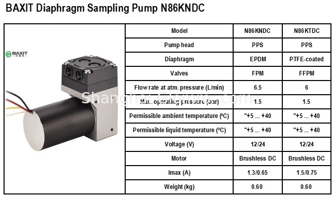 Diaphragm Gas Pump N86KTDC 12/24V Vacuum Sampling Pump N86KNDC